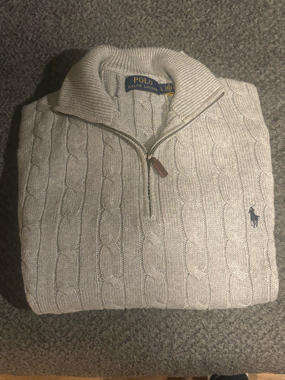 Polo Ralph Lauren cable Knit cotton half zip sweater
